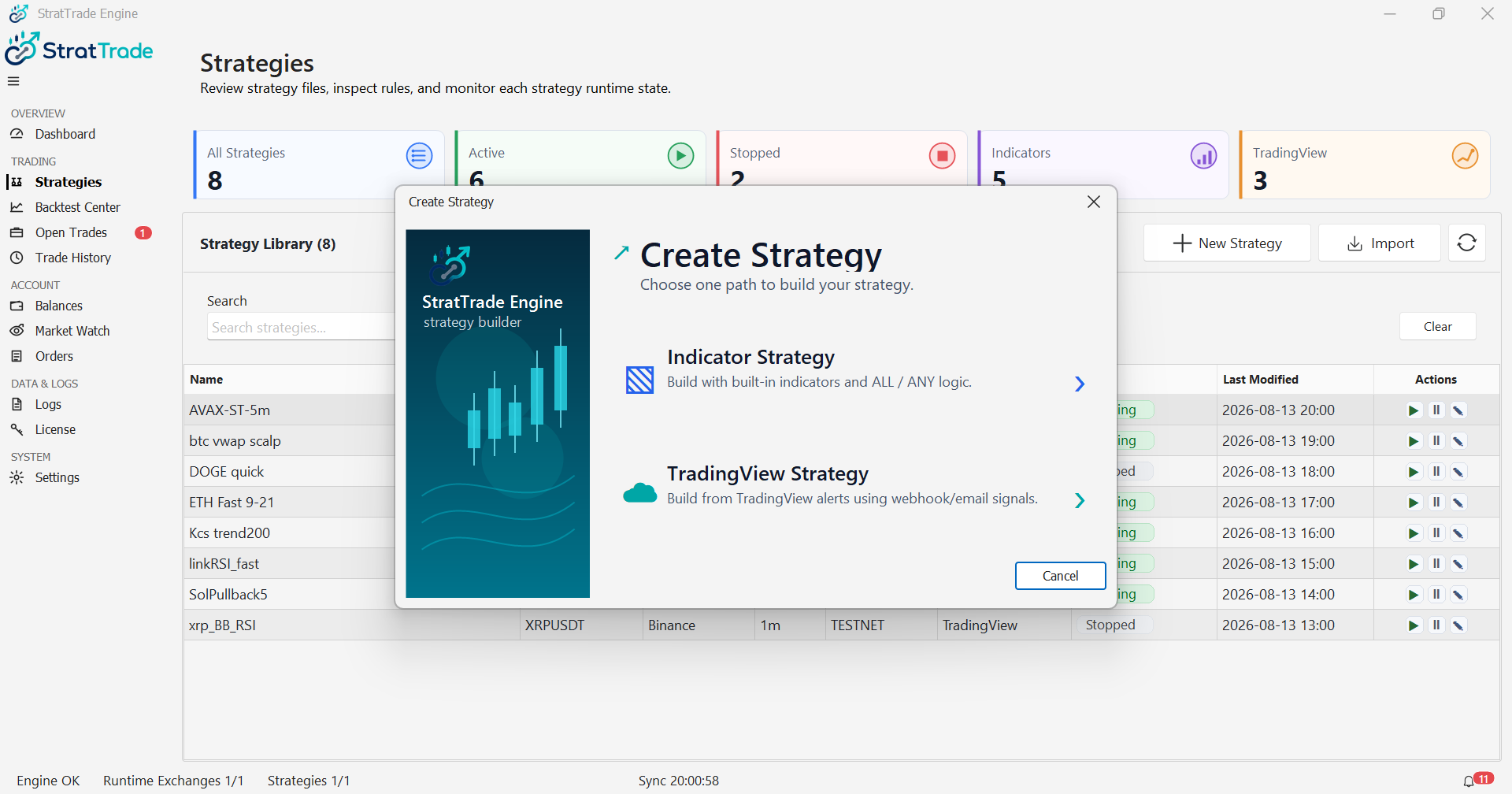 Real StratTrade application screenshot