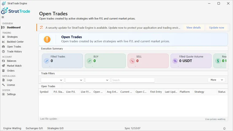 Open trades
